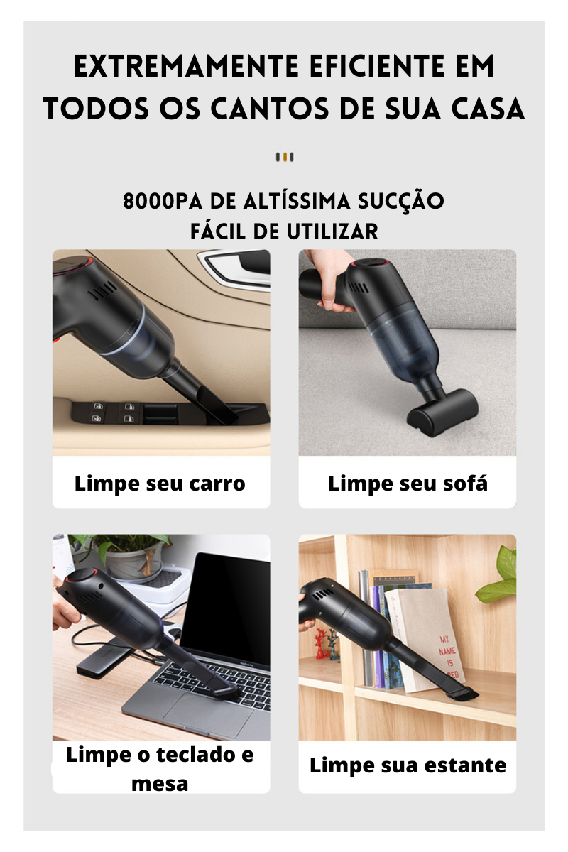 CarVac™ - Aspirador de Pó Portátil para Carros